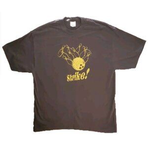 Port Company Adult XL Bowling Strike Graphic T-Shirt Black 100% Cotton Short Sle